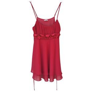 Flora Intimates Fairy Coquette Semi Sheer Rossete Pleats Ruffle Babydoll Dress M